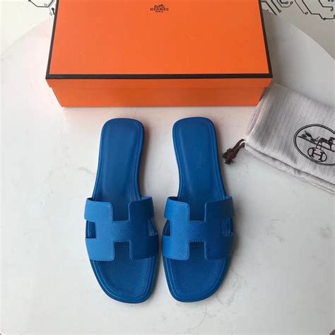 hermes slipper blue|Hermes female slippers.